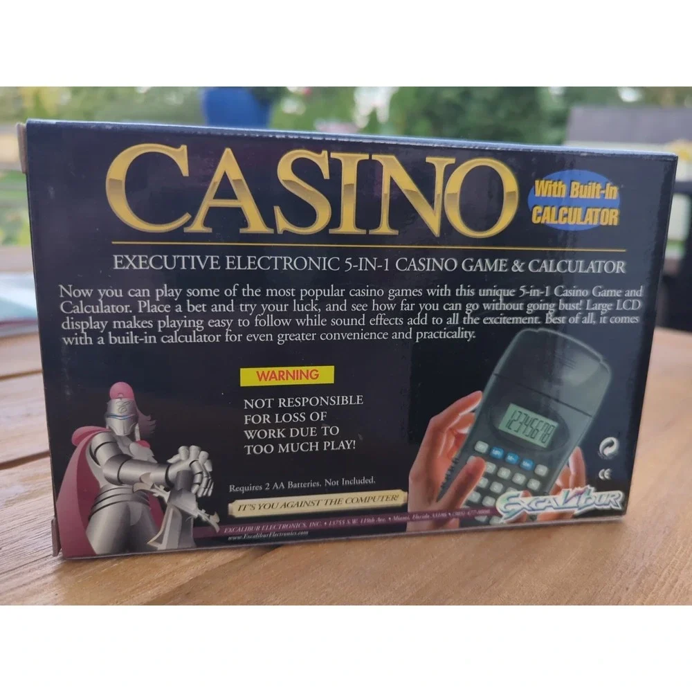 Casino Calculator Hand Held 5 in 1 games Poker Black Jack Slots 21 Excalibur NIB